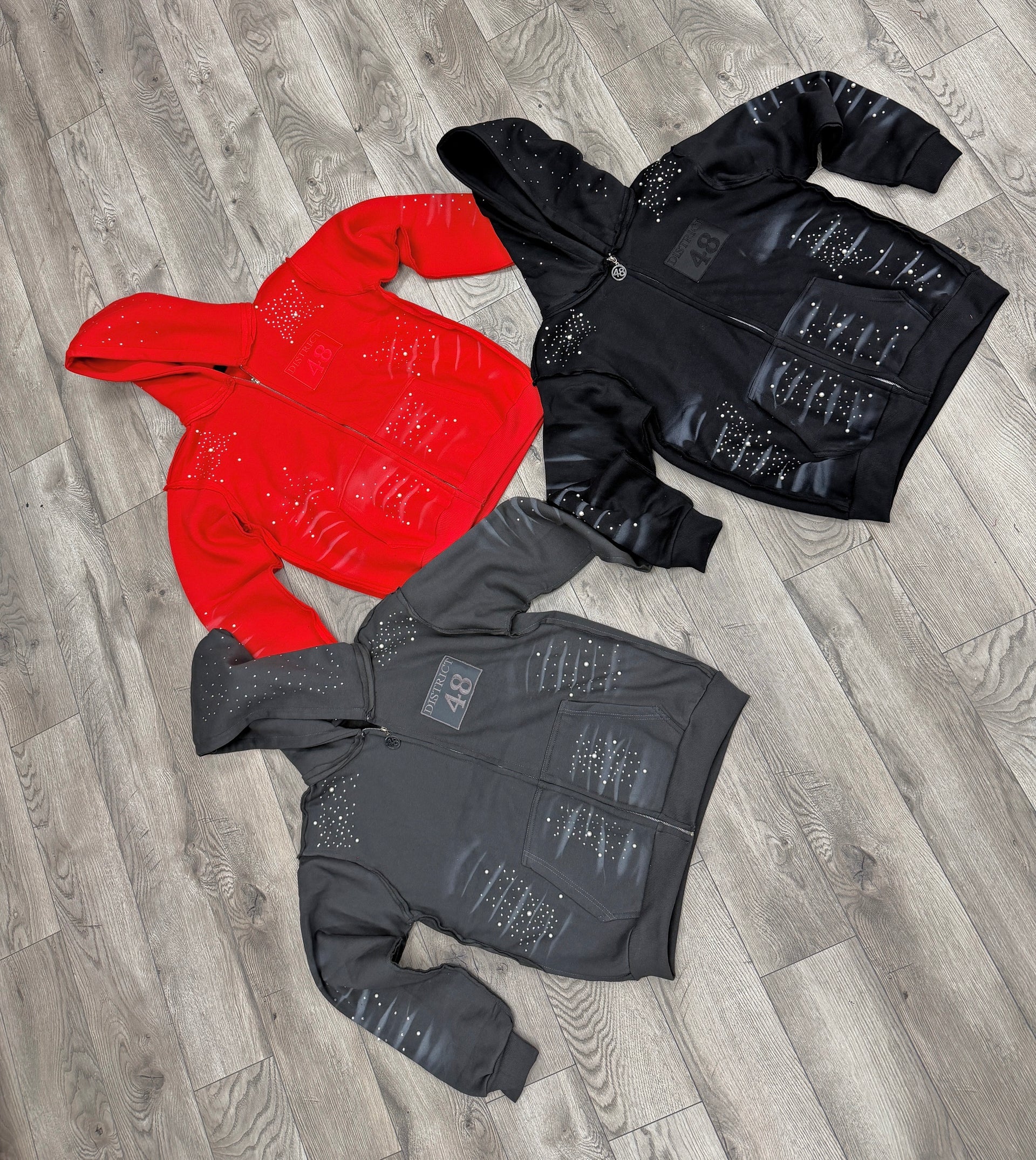 48 Rhinestone Zip Up